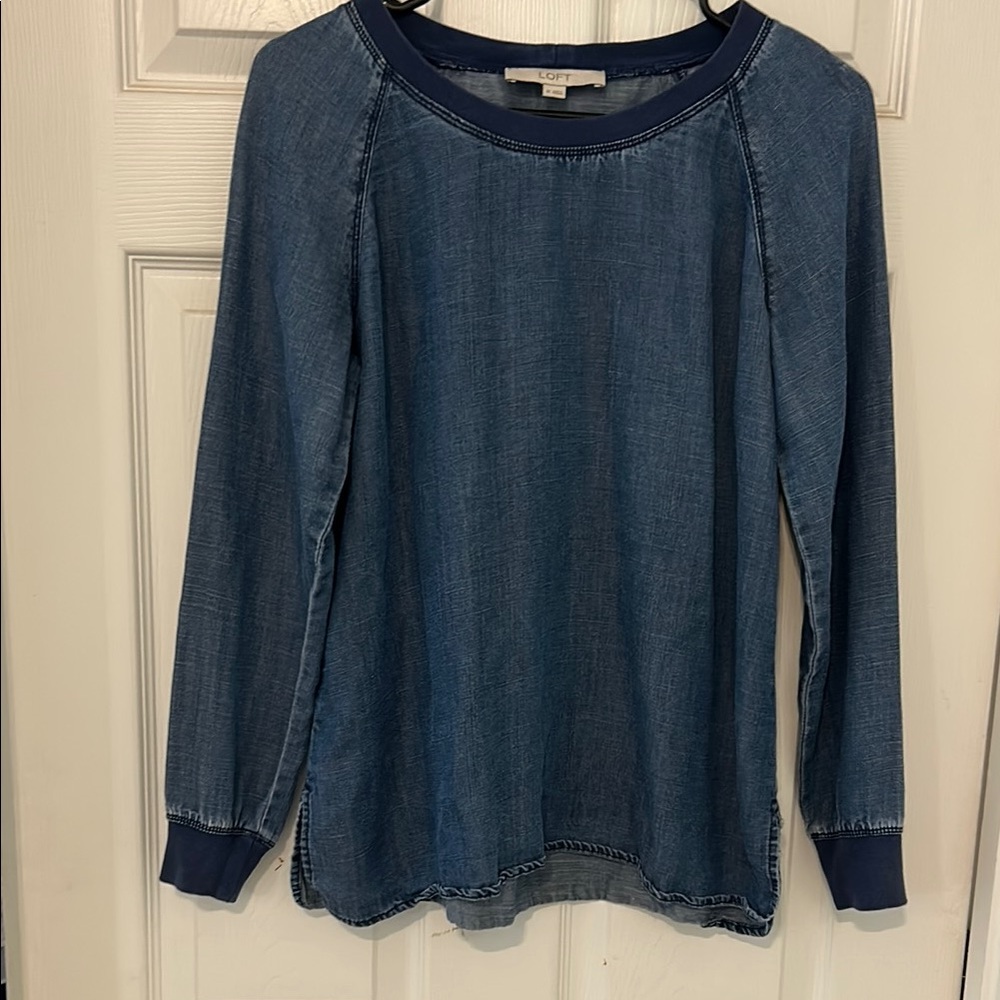 LOFT Denim Long Sleeve Shirt
